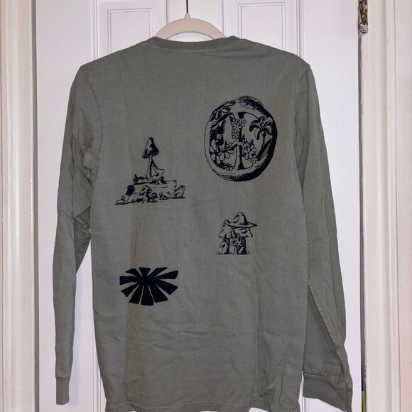 OnlyNY Outdoors Olive Green Mushroom Long Sleeve T-Shirt, Size XS - Picture 2 of 3